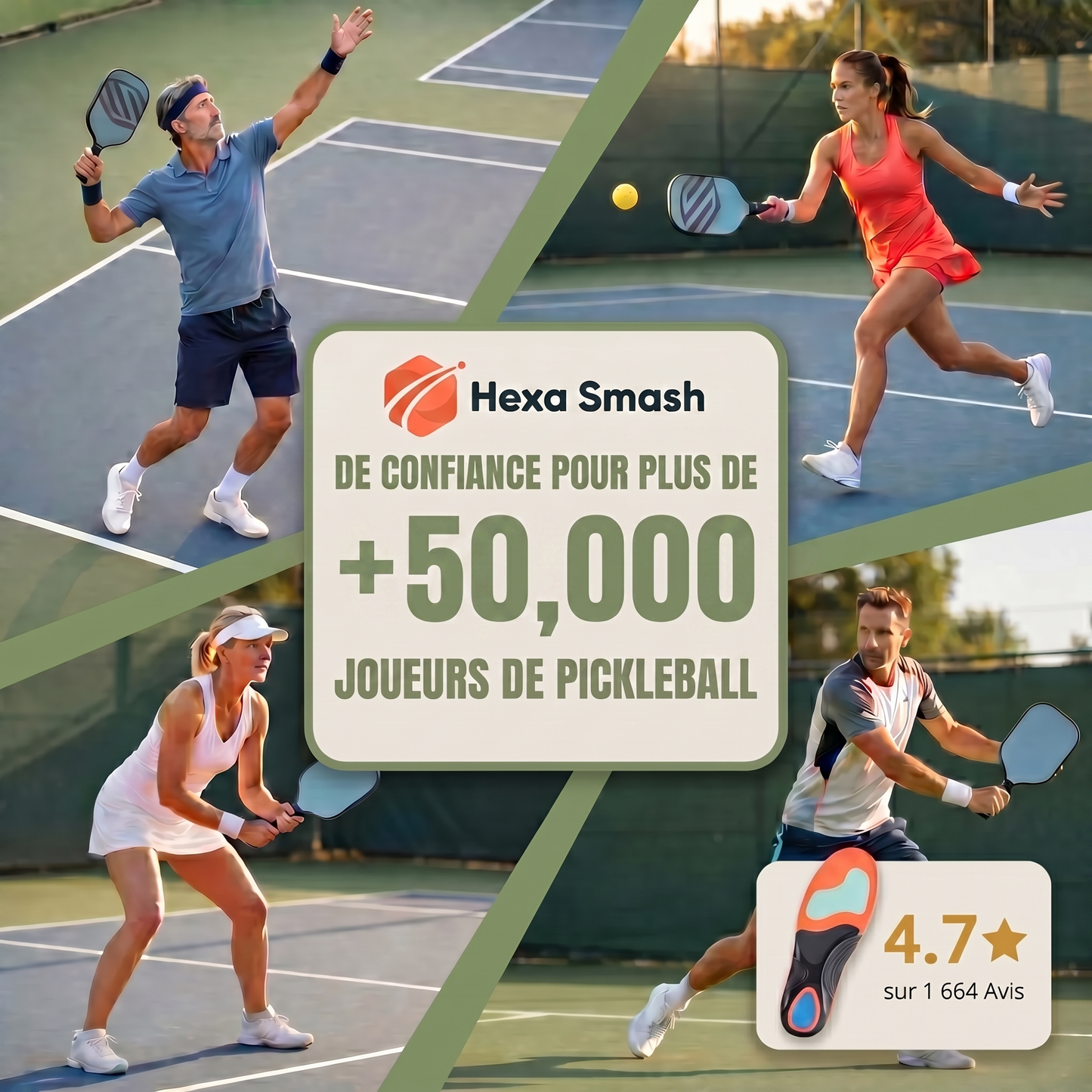 Semelles Pickleball HexaSmash